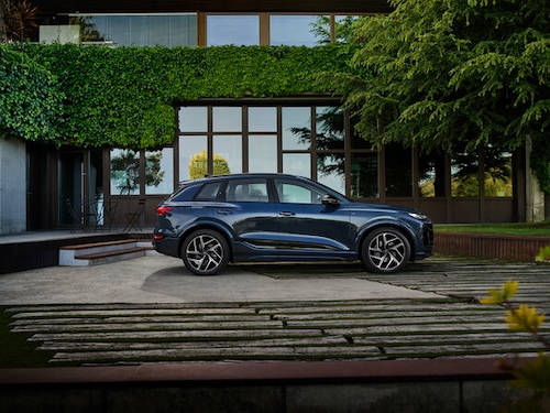 Audi e-Tron Q6 parked in front of building