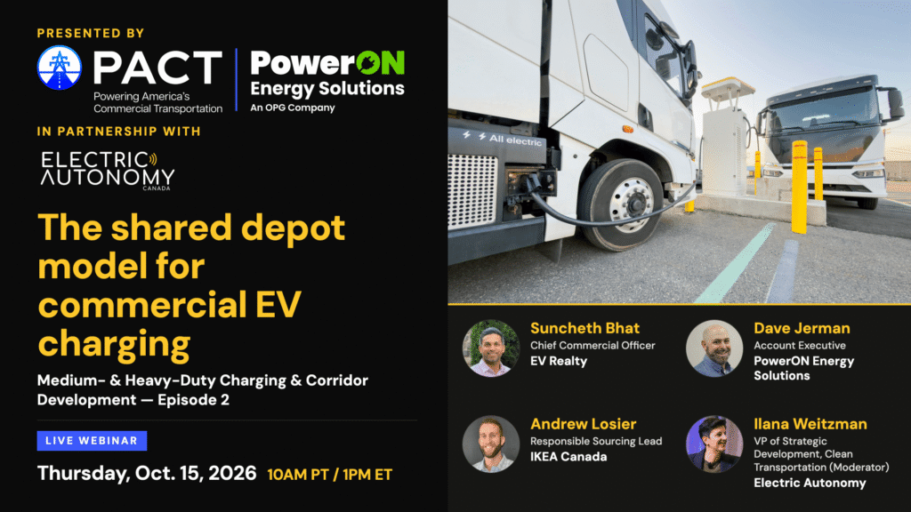 Graphic banner promoting webinar from the Medium- and Heavy-duty Charging and Corridor Development series on 2026-10-15